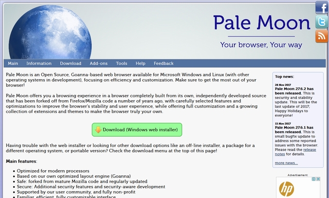 激重 Firefox の代わりに「Pale Moon」を使ってみた